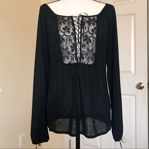 EXPRESS FLORAL LACE UP TOP